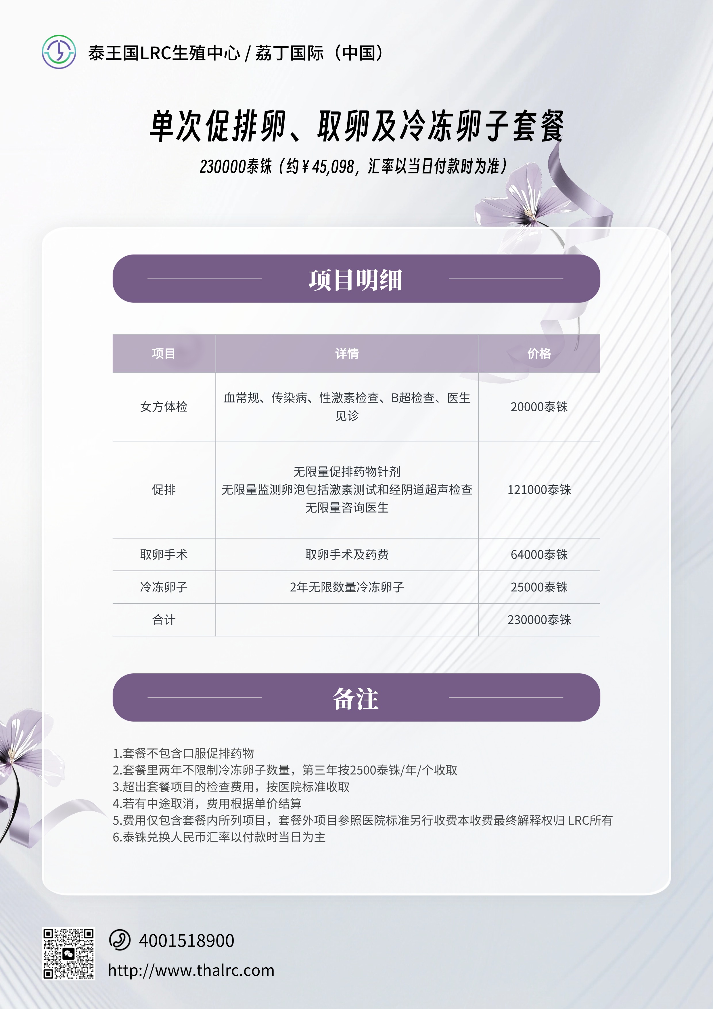 单次促排卵、取卵及冷冻卵子套餐